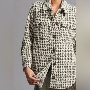 Greylin Houndstooth Knit Shirt Jacket - Charcoal